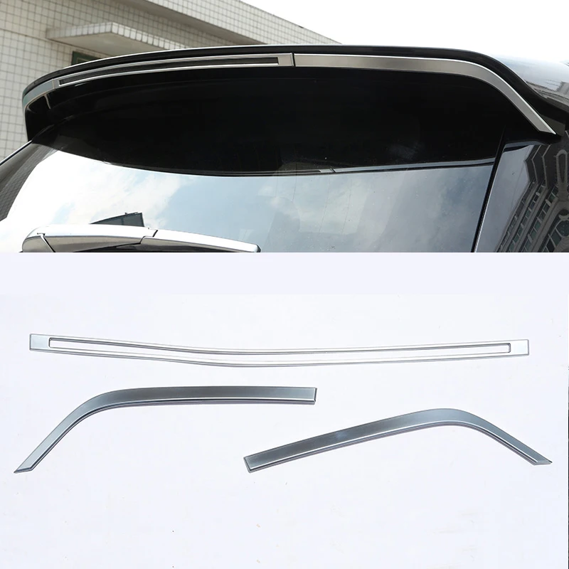 

For Land Rover Discovery Sport 2015 - 2019 Car Tail Rear Spoiler Wing Cover Trim Sticker ABS Silver Exterior Accessories 3Pcs