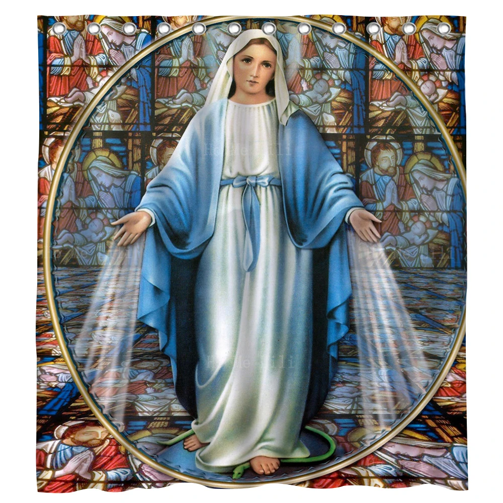 

Sacred Heart Of The Virgin Mary Our Lady Of Graces Immaculate Conception Shower Curtain By Ho Me Lili Bathroom Decor