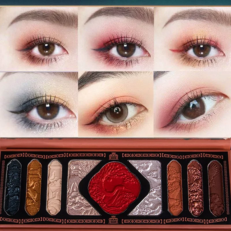 

New Eyeshadow Palette For Women Girls Chinese Ancient Phoenix Embossed Eyeshadow Pigment Set Waterproof Eye Shadow Makeup