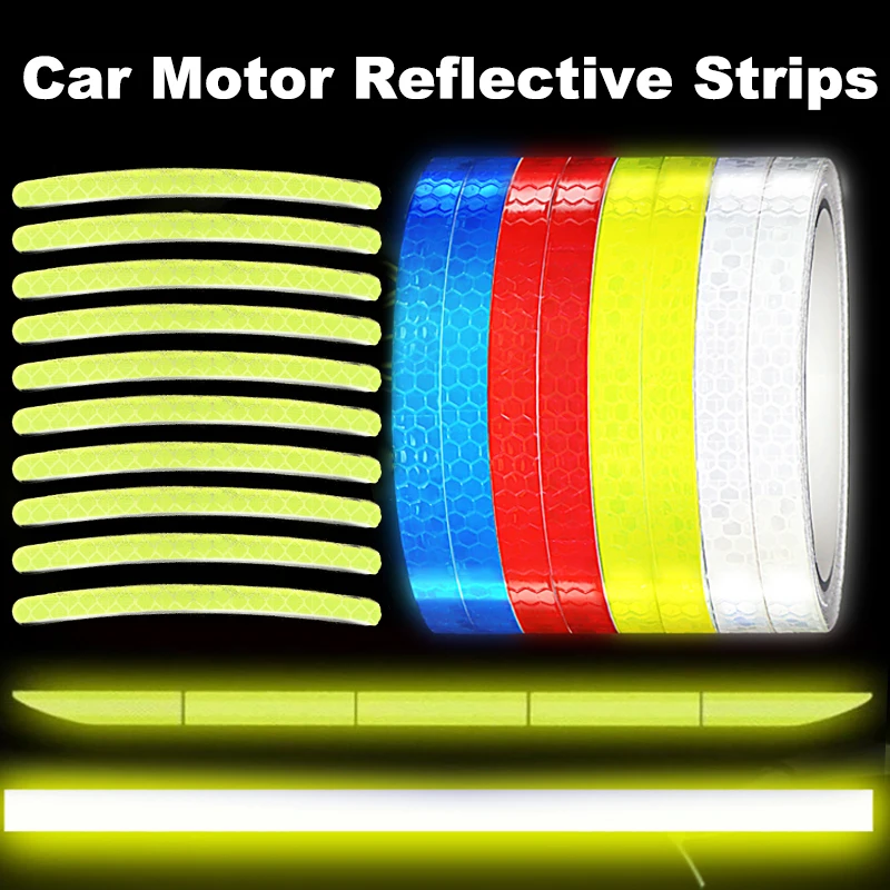 

Reflective Warning Tape Sticker Car Motorcycle Tire Rear Trunk Warning Light Film Strips for Bike Electric Car Night Safe 300m