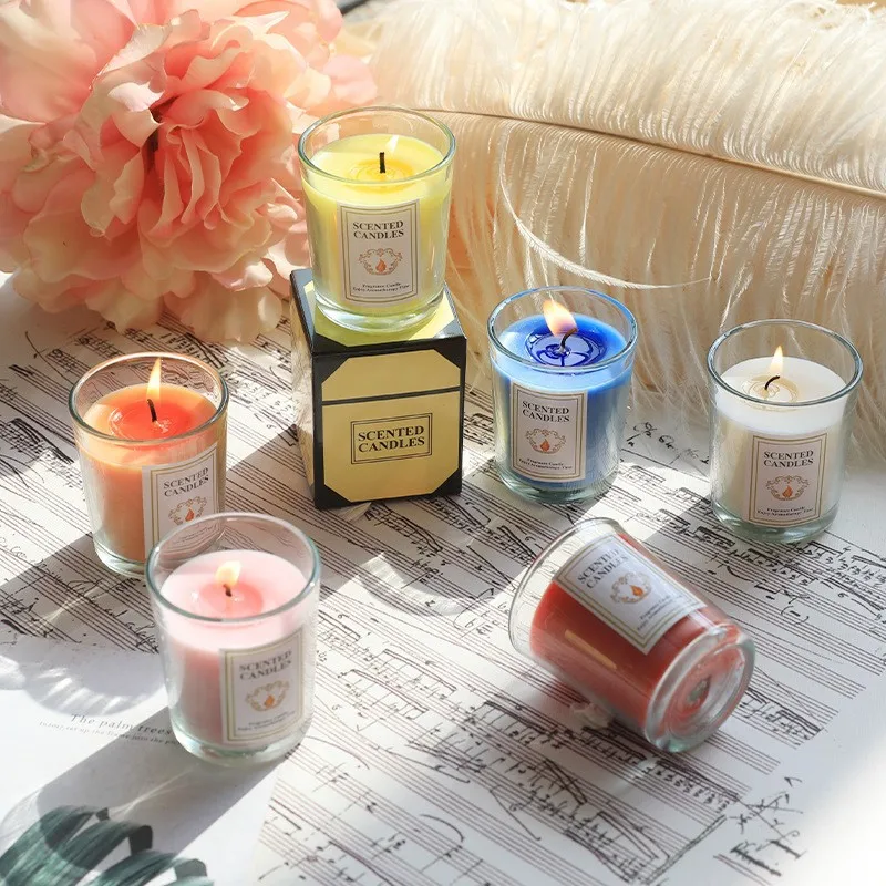 

Candle Jar Glass Natural Plant Essential Oil Handmade Scented Candle Soy Wax Small Jar Aromatherapy Candles Romantic Birthday