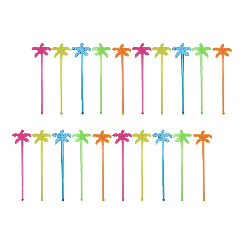 

150 Pcs Coconut Tree Stirrer Tropical Cocktail Stirrers Shaker Plastic Cute Swizzle Sticks Fruit Decor Palm Drink Coffee Fun