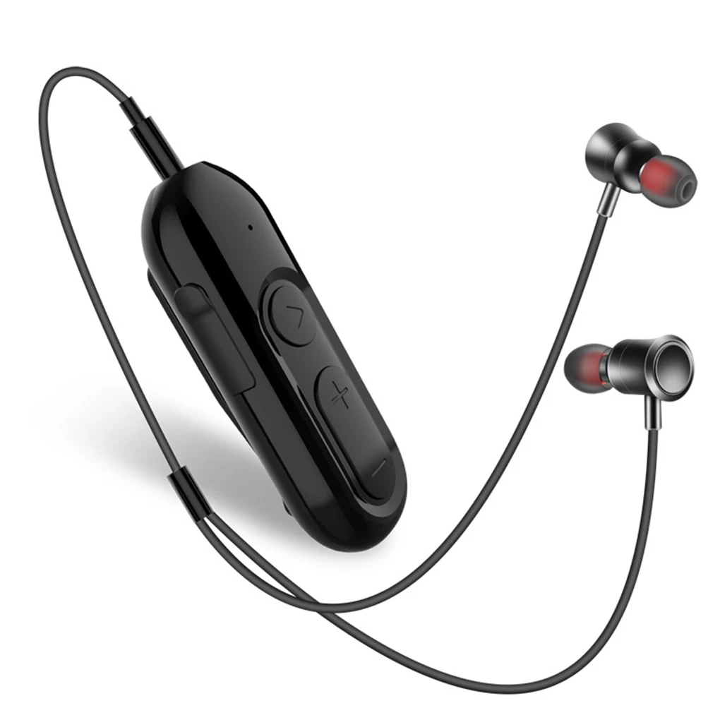 

Bluetooth-compatible Earbuds Wireless Neck Hanging Earphones Portable Back Clip Computer Headset Red with Cable