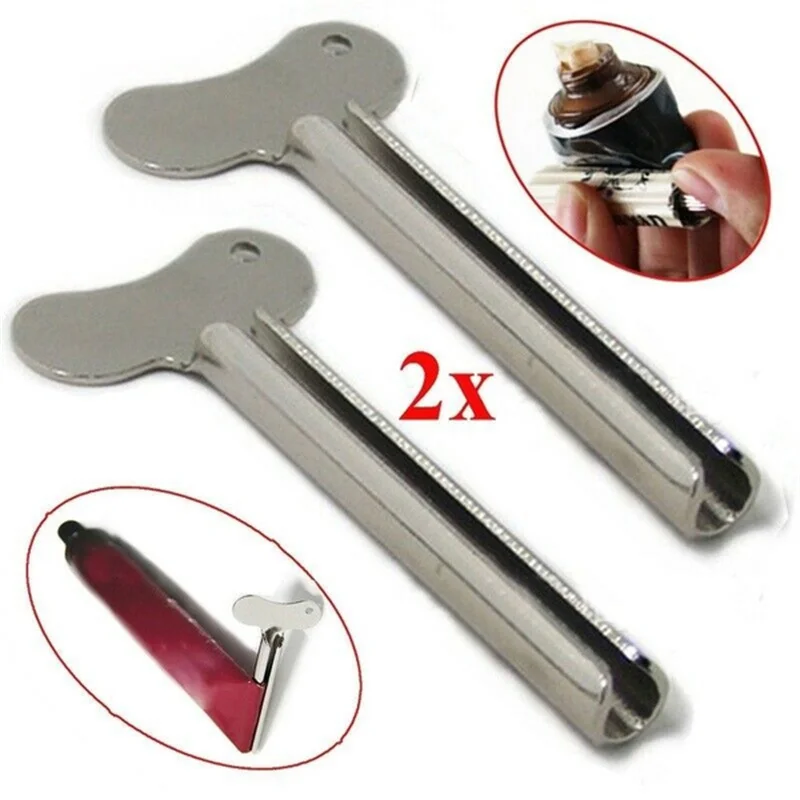 

2/4pcs Stainless Steel Toothpaste Squeezer Bathroom Accessories Cleanser Toothpaste Tube Rolling Press Squeezer Dispenser