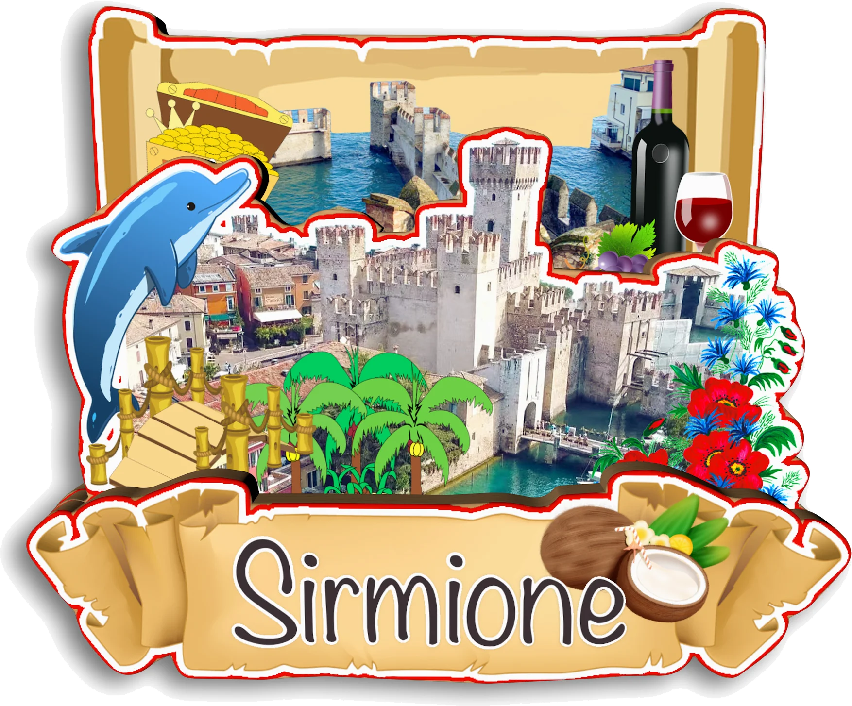 Магнит для холодильника Bologna Genova Sirmione Lecce Italy