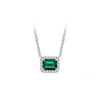 ly 925 sterling silver shining synthetic emeralds pendant necklace for women contracted fashion original modern luxury jewelry