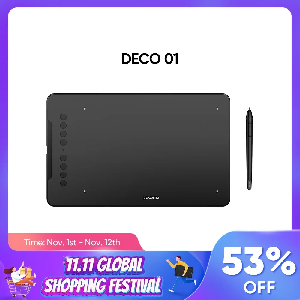 

2023 Deco01 V1 Graphic Tablet Drawing Digital Tablets 8192 Levels Art Animation For Kids Windows Mac Battery Free Pen