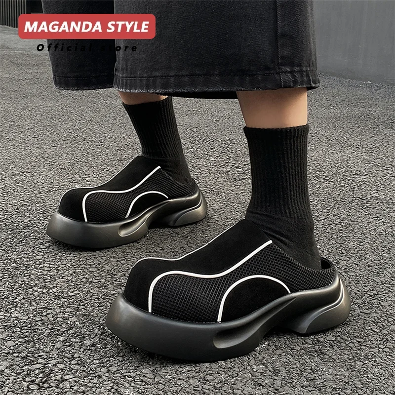 Обувь в стиле Maganda Birken Мужские дышащие черные уличные тапочки нишевые