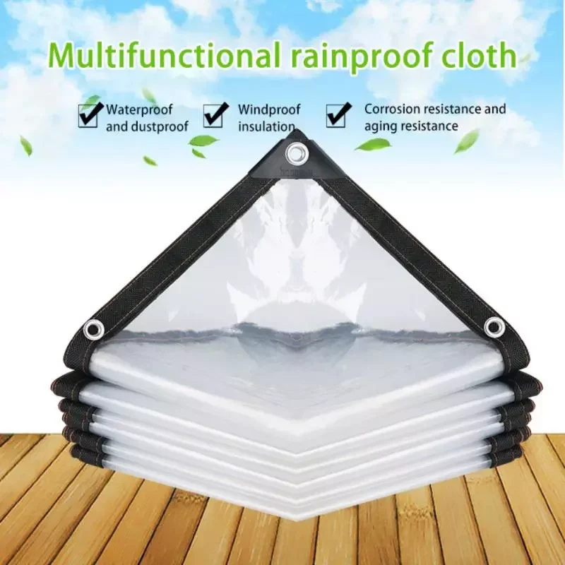

High Strength Thicken Edge PE Transparent Film Tarpaulin Greenhouse Rainproof Cloth Garden Balcony Succulent Plant Protect Tarp