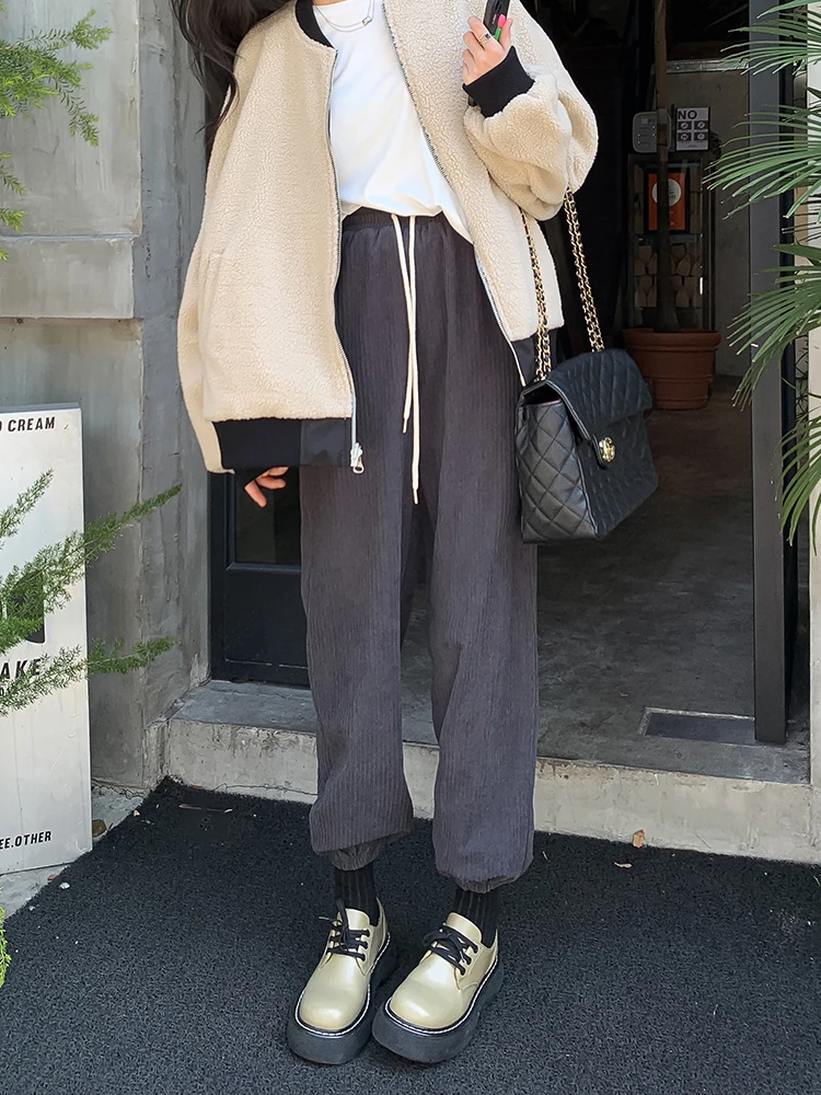 

Женские драпированные брюки на завязках, прямые повседневные брюки свободного покроя в Корейском стиле, укороченные брюки