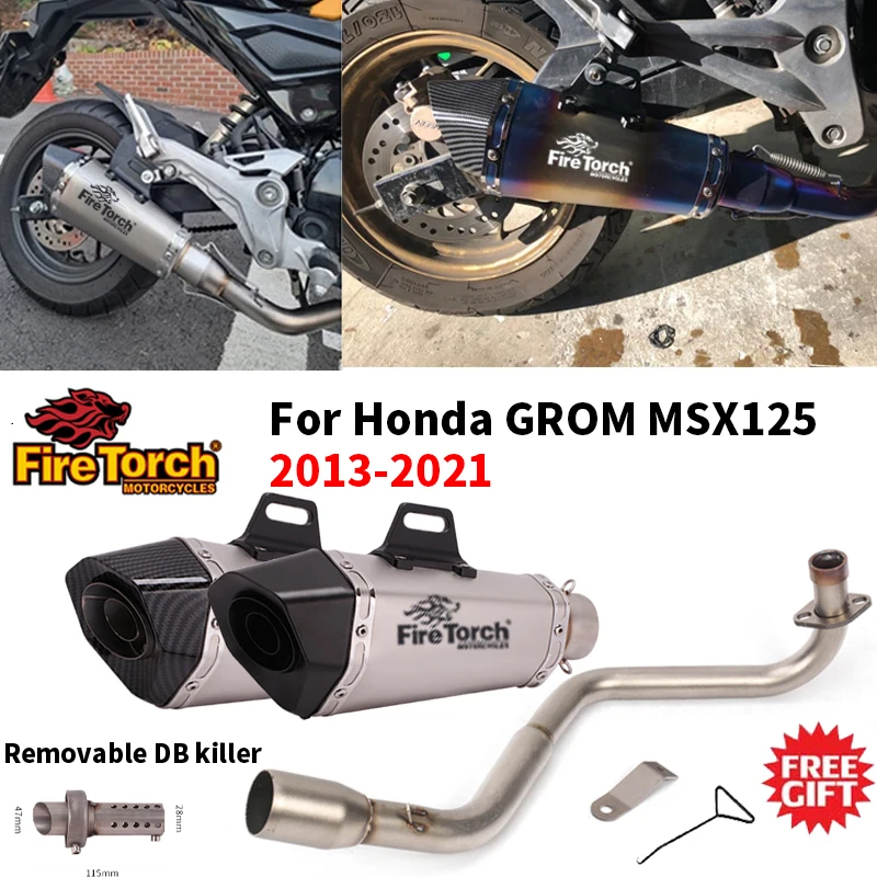 

Motorcycle Exhaust Escape Modify Full System For Honda GROM MSX125 MSX 125 MSX 125 2013 - 2021 Carbon Fiber Muffler DB Killer