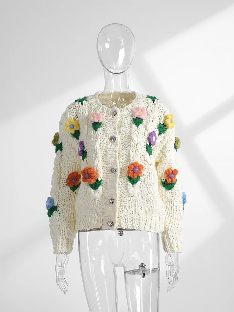Jastie мягкий толстый свитер 2023 осень зима женская одежда цветок ручной работы