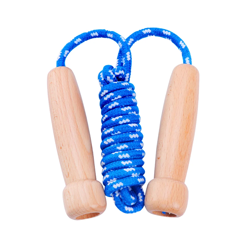 

1PC Children Jumping Rope with Wooden Handle Adjustable Skipping Rope for Teenagers Children Exercise ( Blued )