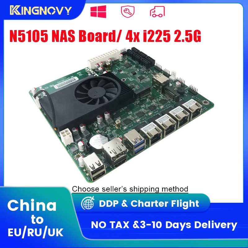 Mini N5105 NAS ITX Industrial Motherboard Soft Routing 4*LAN Intel i225-V B3 2.5Gbps  2*M.2 NVMe 6*SATA3.0 HDMI2.0 DP 17x17CM