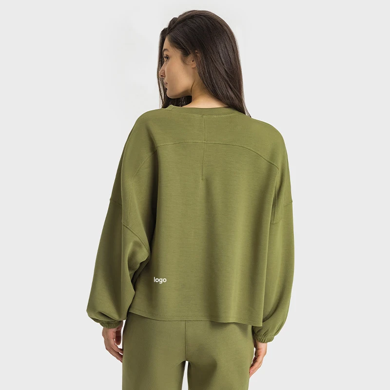 With Logo Autumn And Winter New Yoga Clothes Loose Large Size Sports Top Training Fitness Long-Sleeved Casual Women's T-Shirt