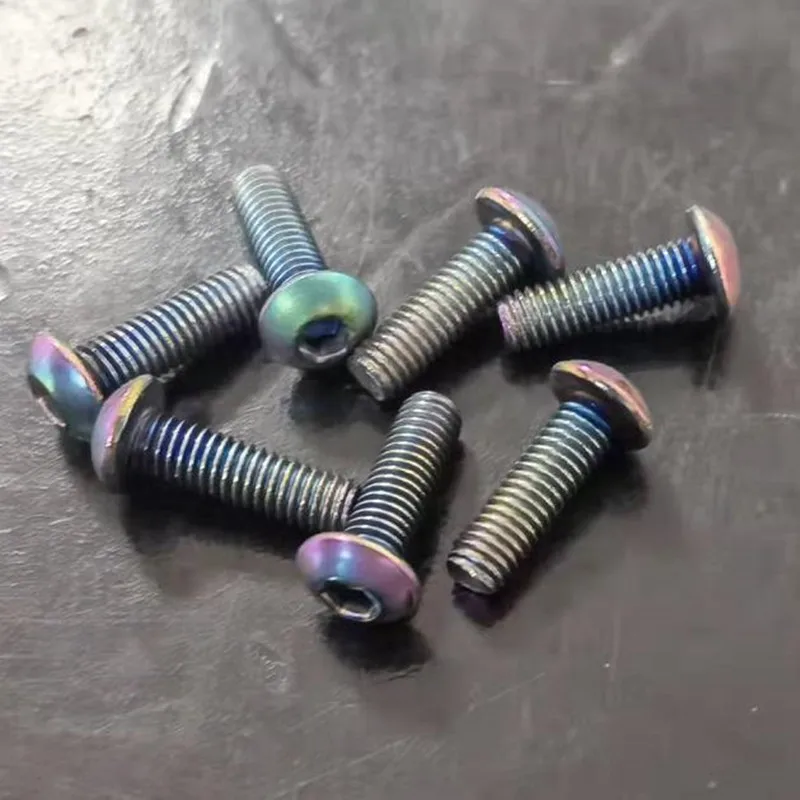 

5PCS iso7380 Rainbow colour titanium button head screw M3*5/6/8/10/12 TA2 Gr2 titanium hex socket screw