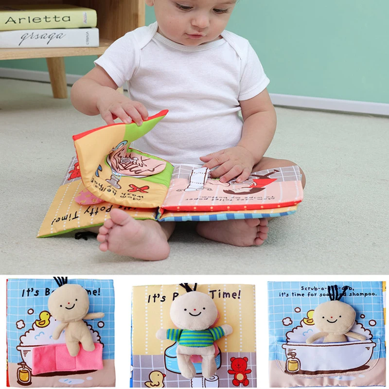 

Baby Book Kids Children Toddler Cloth Books Three-dimensional How Bathing Go Potty Early Educational Learning Resource