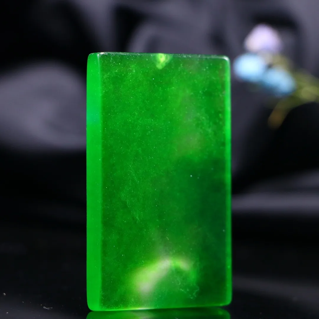 

Genuine Natural Grade Aaa Imperial Green Jadeite Myanmar Jades Rectangular Blank Pendant Necklace Men Women Lucky Charms Amulets