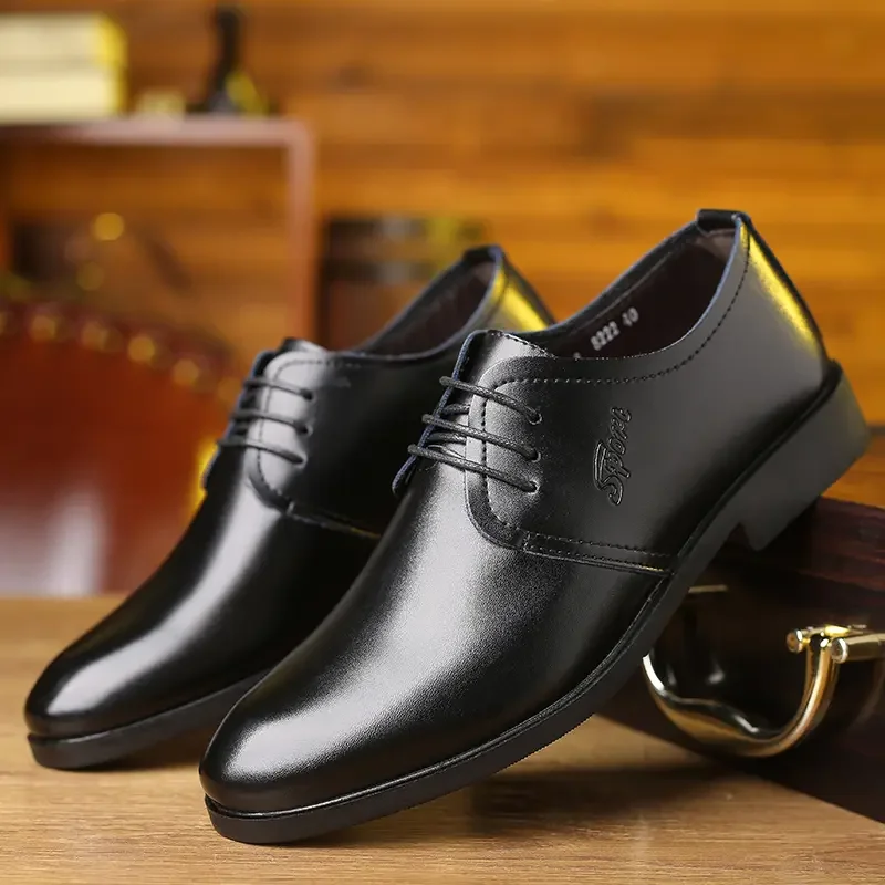 Мужские классические деловые туфли для вождения черные кожаные Роскошные