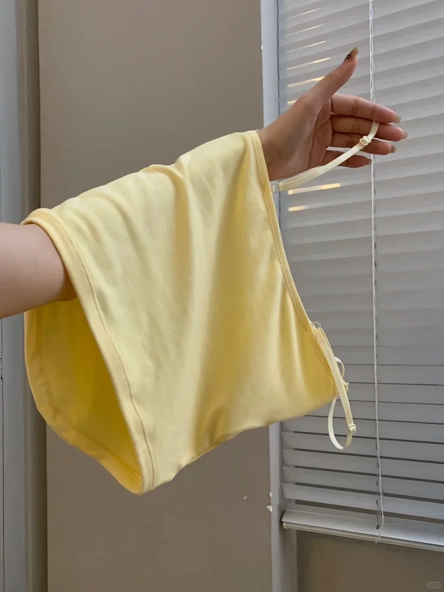 Foamlina женский летний модный желтый топ пикантный металлический круглый вырез без