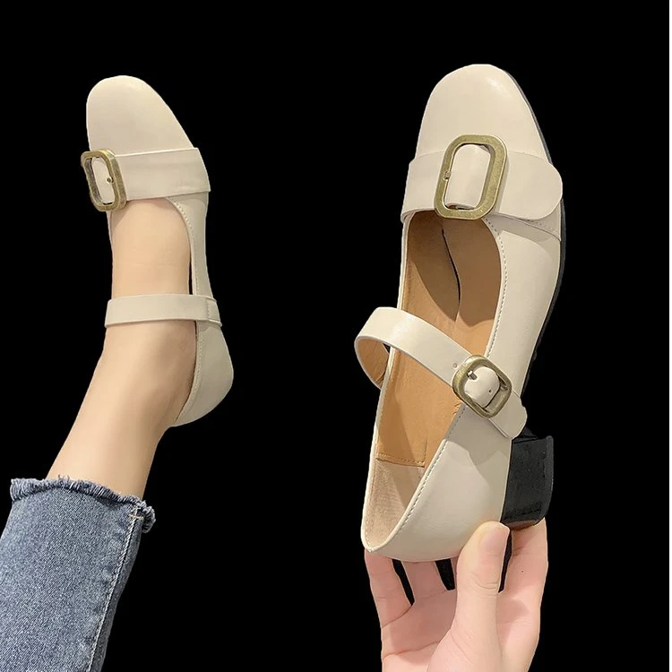 

Newestt Mary Janes Shoes Women Cow Leather Square Toe Buckle Straps Mixed Colors Ladies Flats Handmade Single Shoes