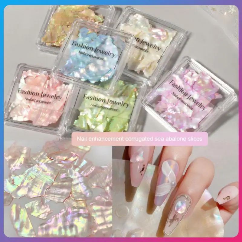 Aurora Gel Nail Polish Decor Irregular Colorful Seashells Nails Abalone Shell Fragments Manicure Nail Art Decoration Nail Charms