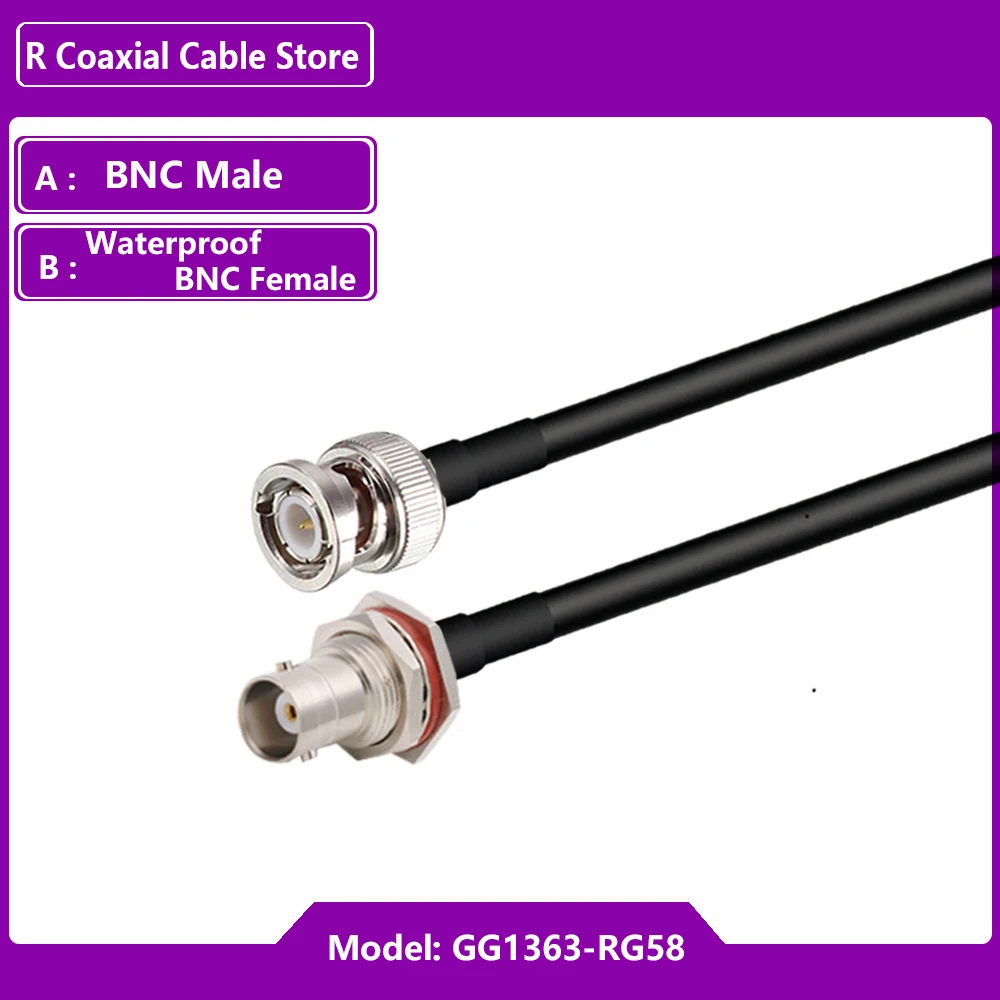 

Кабель BNC — BNC RG58 BNC «папа» — BNC «папа» прямой/прямой угол 90 ° Перемычка RG-58, 50 Ом, RF коаксиальный удлинительный кабель
