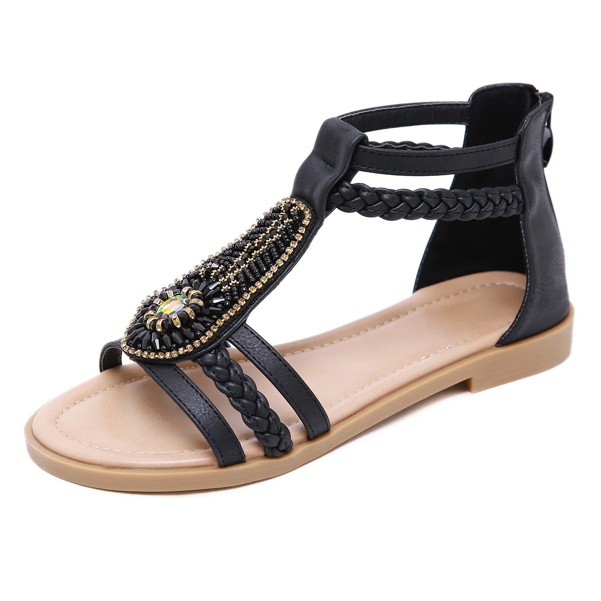 

2022 New Summer Bohemia Sandals for Women Beach Shoes Women's Sandals Flat Summer Shoes Big Size Fashion Ladies Rome Sandals