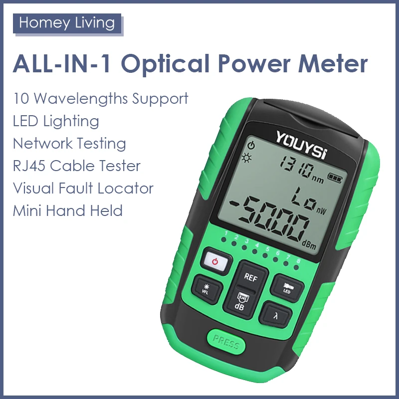 

New Upgrade 5G Fiber Optical Power Meter Network Cable Test Optic Tester Tool OPM with Visual Fault Locator and LED Lighting