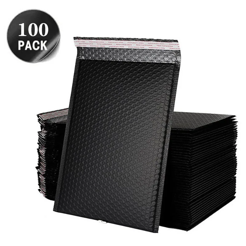 

100Pcs Mailer Poly Bubble Padded Mailing Envelopes for Mailer Gift Packaging Self Seal Bag Bubble Padding Black White And Green