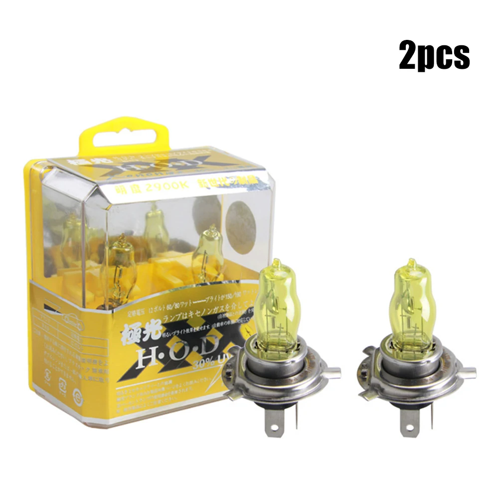 

2pcs 12V H4 100W Yellow 6000K Car Auto HOD Xenon Halogen Lamp Front Headlight Car Accessories High-quality Headlights