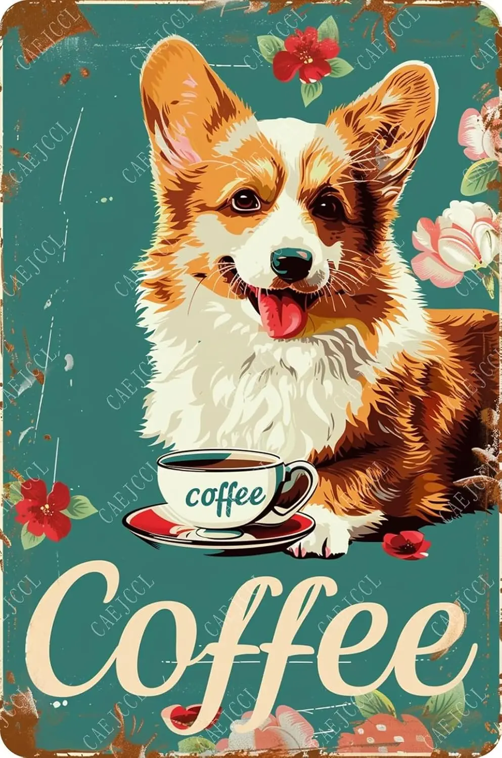 Винтажные металлические знаки Corgi Dog алюминиевые жестяные для украшения стен Дом