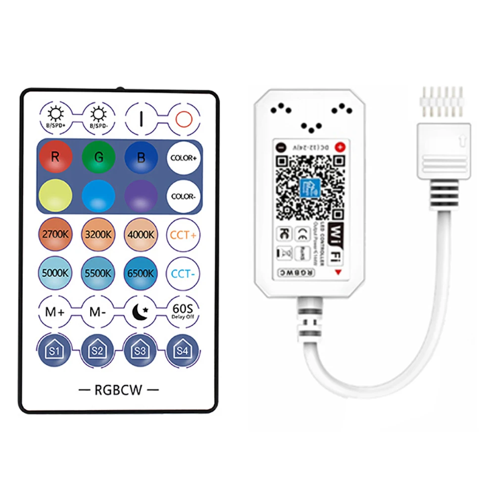 Смарт-Пульт ДУ RGBCCT RGBWC WiFi 12-24 В с пультом для светодиодной ленты 5050 RGB + CCT |