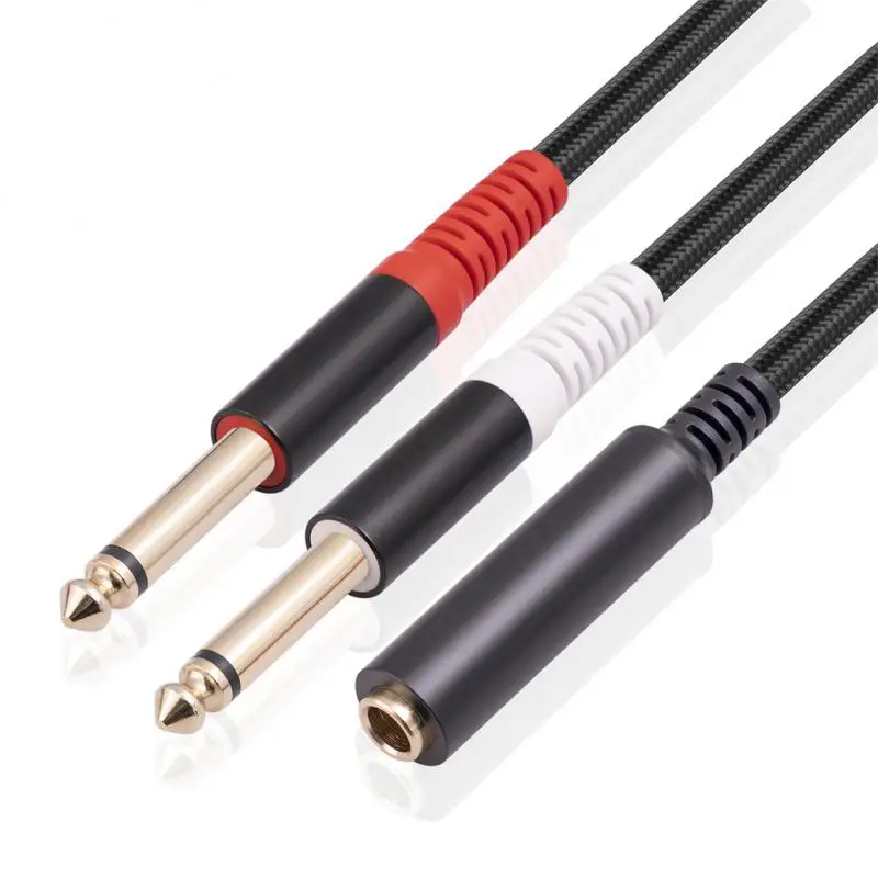 

6.35mm (1/4 TRS) stereo to double 6.35mm (1/4 TS) mono Splitter Cable for Power Amplifier Headset Active Speaker Live Broadcast