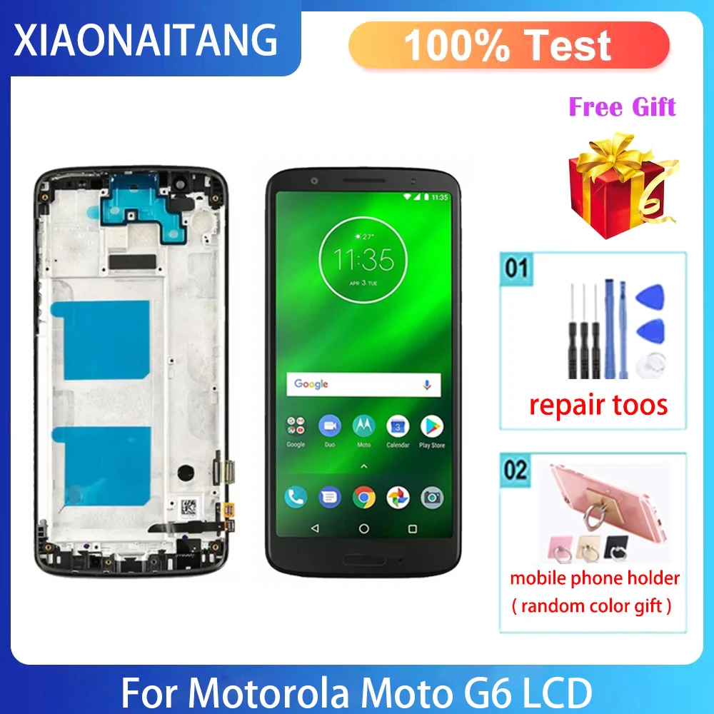 

5,7 "оригинальный для Moto G6 XT1925 XT1925-3 LCD дисплей экран дигитайзер Замена для Motorola Moto G6 lcd с рамкой