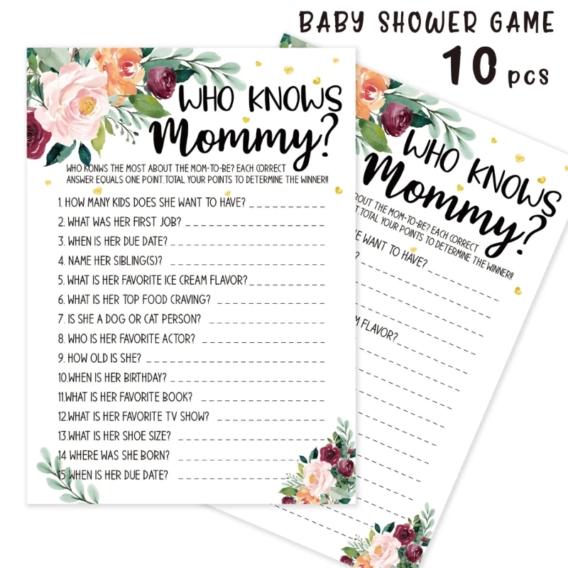 

10pcs Baby Shower Game Card Floral Baby Prediction and Advice Cards Fun Gender Neutral Shower Party Supplies for Guests