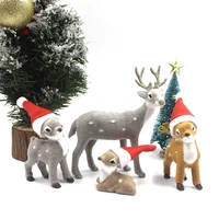 super cute christmas hat elk artificial deer reindeer animal model desk decor kids gift for christmas navidad party decorations