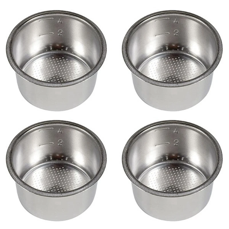

4Pcs 51Mm Pressureless Filter Basket Durable 4-Cup Coffee Filter Cup Coffee Products Kitchen Accessories
