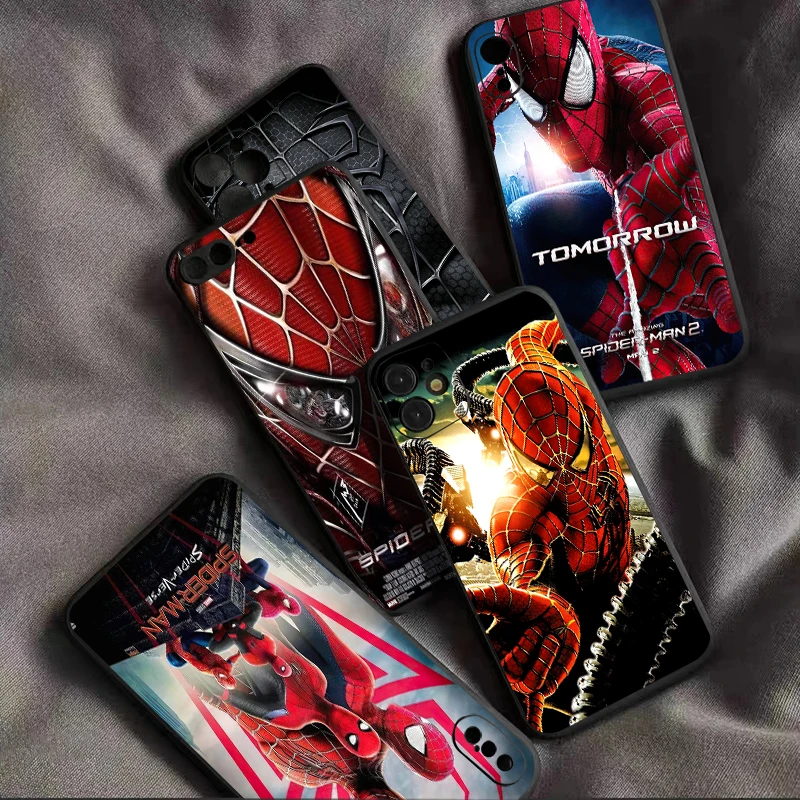 

Marvel Spiderman For iPhone 13 12 11 Pro Mini X XR XS Max SE 5 6 6S 7 8 Plus Phone Case Black Carcasa Coque Shell TPU Cases