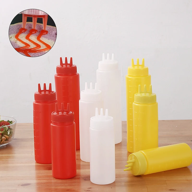 

3-Hole Kitchen Ketchup Mustard Squeeze Bottle Condiment Squeeze Bottles Hot Sauces Olive Oil Bottle Kitchen Gadgets Cooking Tool