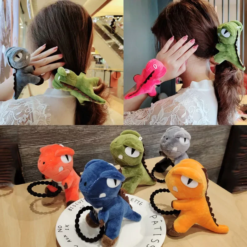 

2020 New stuffed toy dinosaur hair rope hair ring Tyrannosaurus Rex doll headdress in Dongmen, South Korea