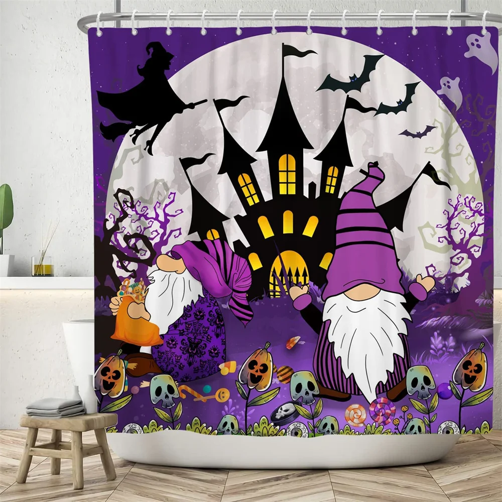 

Занавеска для душа на Хэллоуин, декоративная занавеска в виде пурпурного замка, занавески для ванной с рождественскими мотивами, призракам...