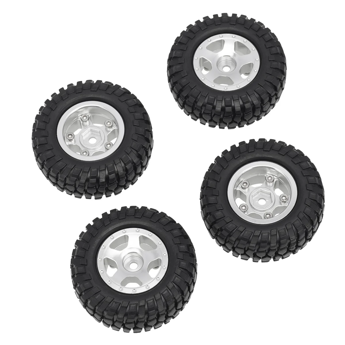

Metal Wheel Shell with Tire for SCX24 1/24Th 4WD Off-Road Truck Model,Silver
