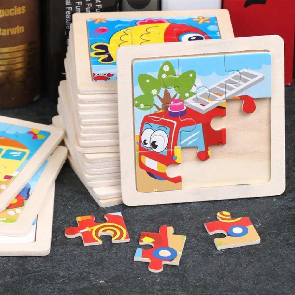 Wooden Puzzle Child Baby Game Wooden Puzzle 3D Cartoon Animal Puzzle Babies Toys Puzzles For Kids 1 2 3 Years Old X1A3