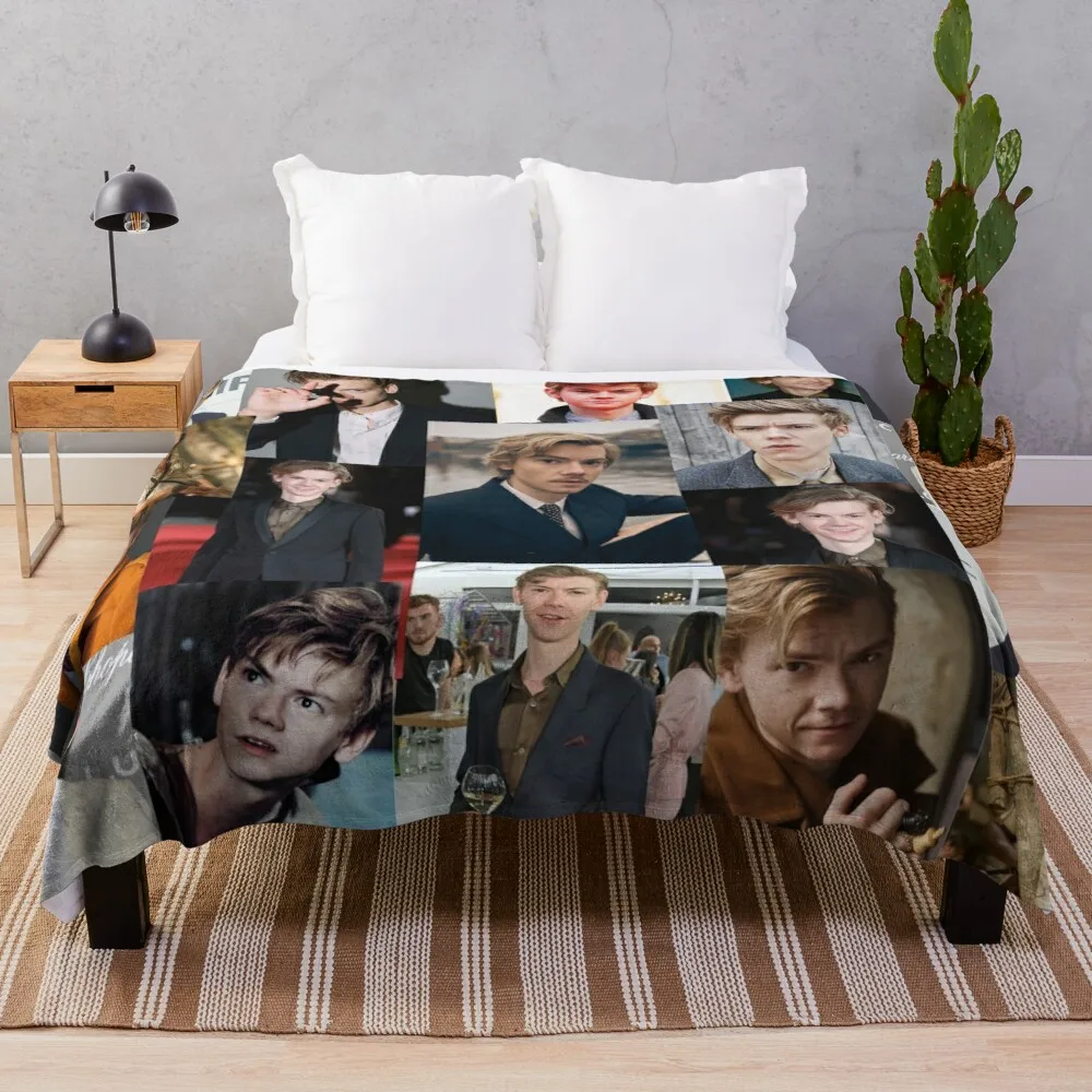 

thomas brodie-sangster collage Throw Blanket soft bed blankets big thick furry couple blanket