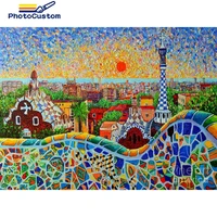 photocustom paint by number colorful house diy pictures by numbers landscape kits drawing on canvas hand painted painting art gi