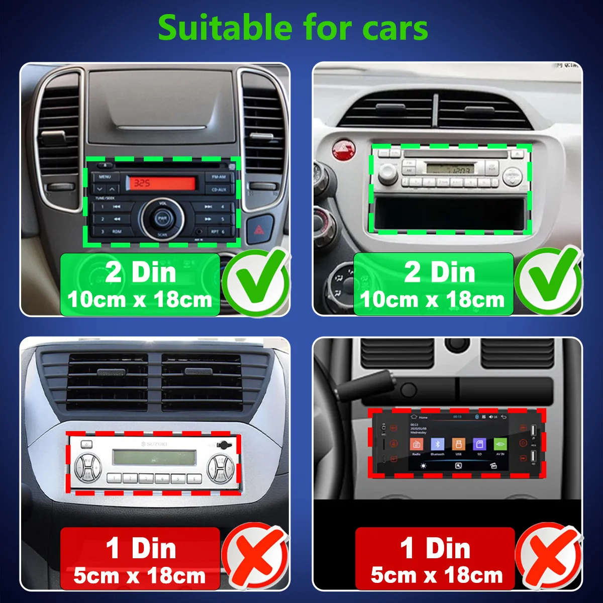 Фото Двойной сенсорный экран Din, радиоприемник, 10 дюймов, Android Auto, 2 Din, автомобильная стереосистема, сенсорный плавающий экран, совместимый с Apple Carplay №2