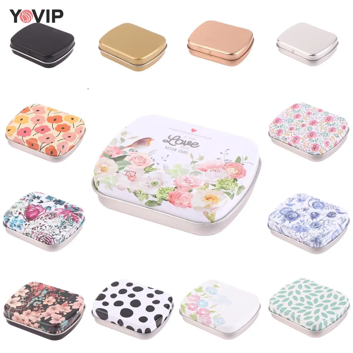 

Металлические компактные пустые банки с откидной крышкой, портативный прямоугольный маленький контейнер для хранения таблеток, коробка для лекарств для дома и путешествий