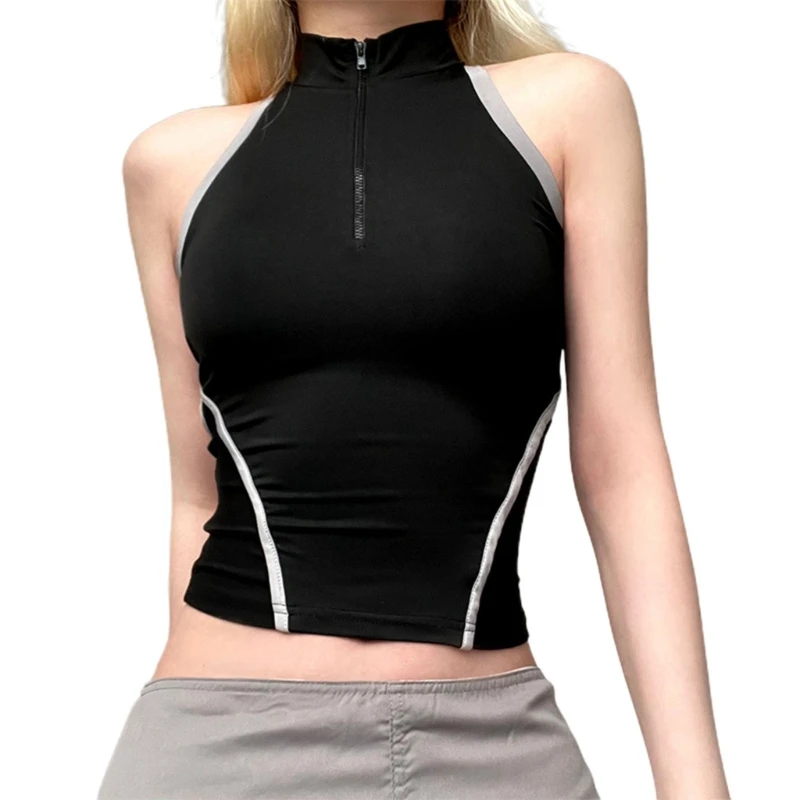 

Sexy High Neck Tanks Top Sleeveless Insgram Style Cropped Tops Hollows Cami Dropship