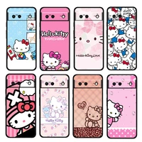 hello kitty cat cartoon shockproof cover for google pixel 7 6 6a 5 4 5a 4a xl pro 5g soft silicone black phone case coque fundas